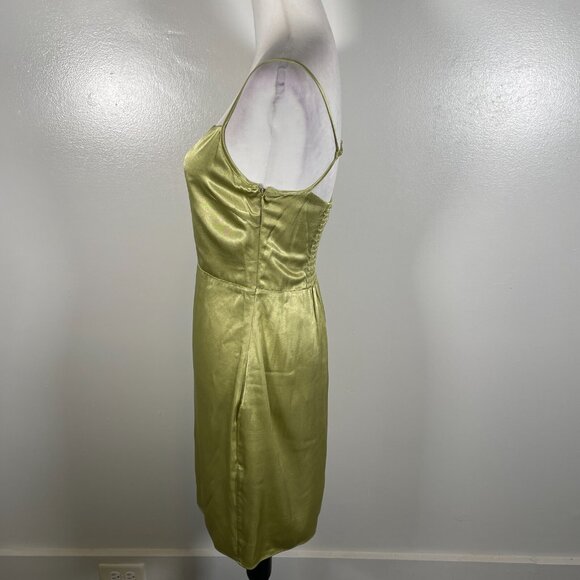 Samsoe Samsoe Slip Dress Womens S Lime Green Satin Smocked Back Adjustable Strap - Picture 7 of 16